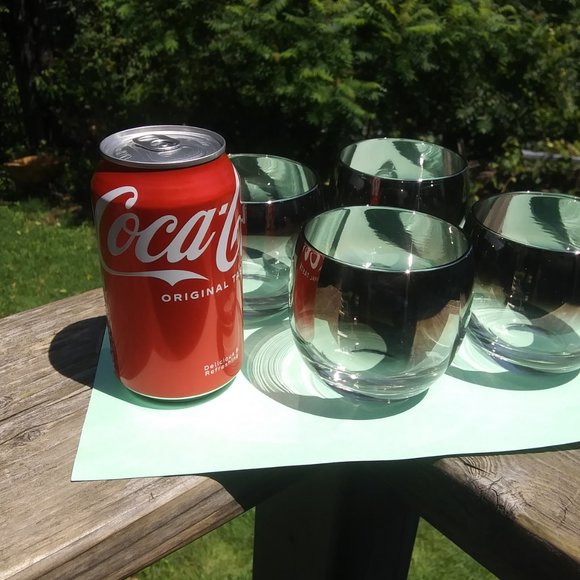 Mid century modern silver fade rolly polly glasses Four glasses set A - Picture 7 of 16
